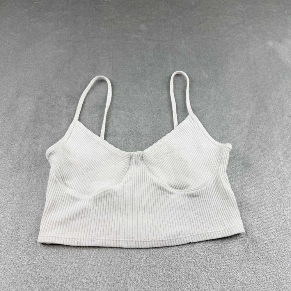 PAC Cares Women's Medium White Ribbed‎ Bustier Crop Top